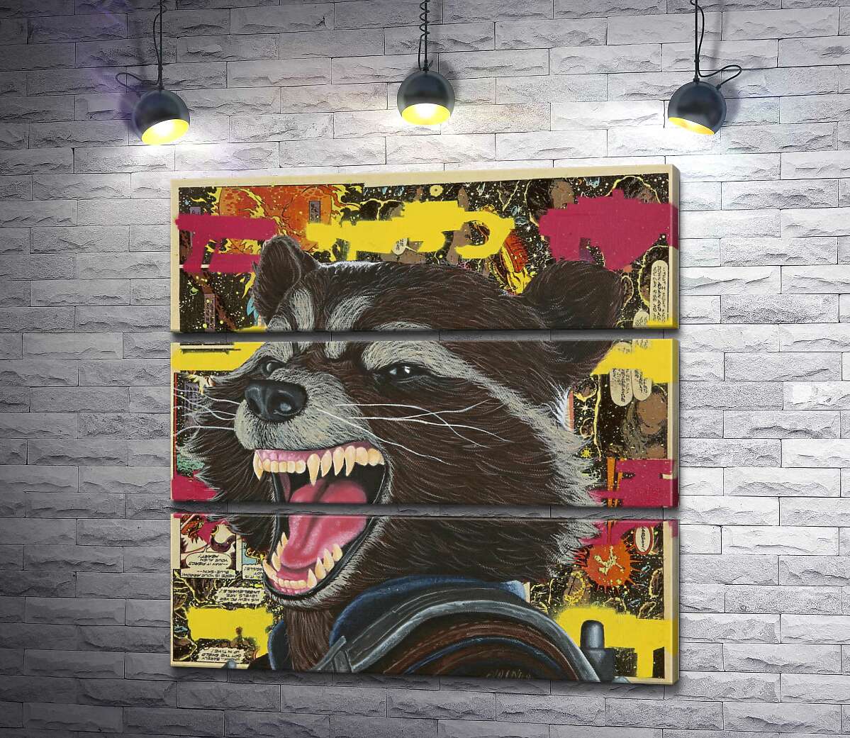 

Модульная картина ArtPoster Ракетный енот (Rocket raccoon) скалит зубы 100x102 см Модуль №13