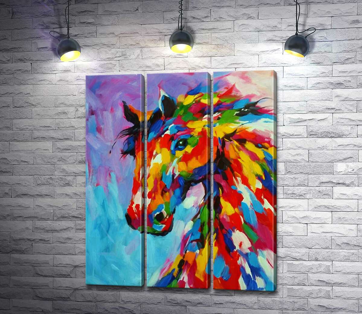 

Модульная картина ArtPoster Радужная грива коня игриво развевается 60x76 см Модуль №11