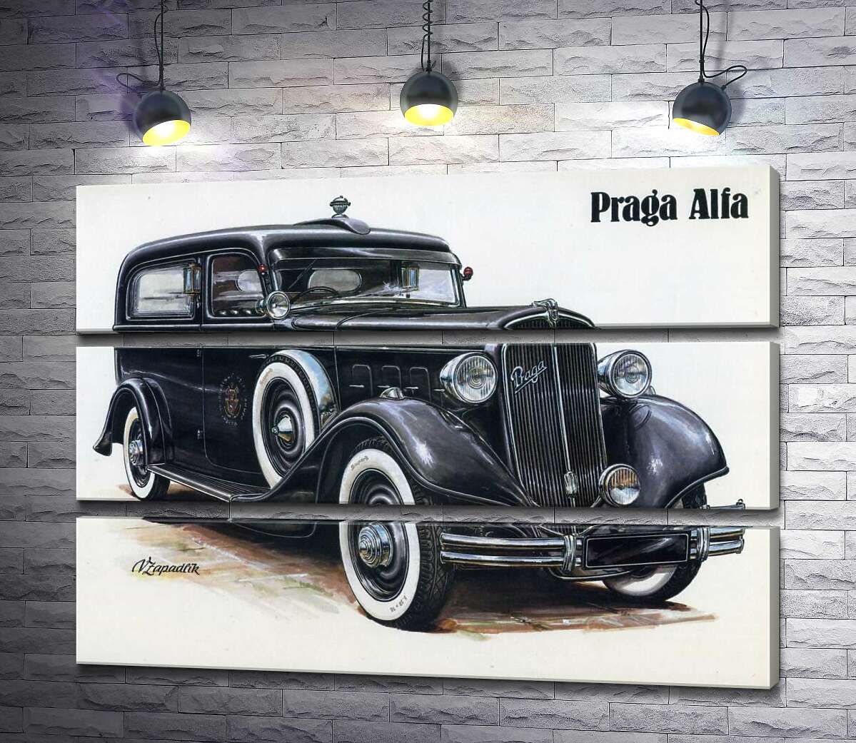 

Модульная картина ArtPoster Ретро-автомобиль Praga Alfa цвета черного оникса 84x60 см Модуль №13