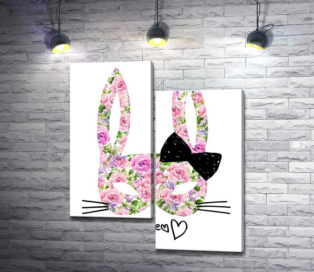 

Модульная картина ArtPoster Розовая маска зайчика с надписью "cute" 100x119 см Модуль №5