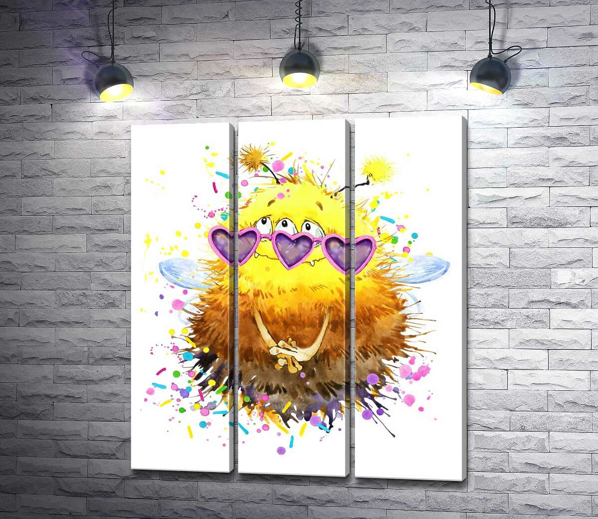 

Модульная картина ArtPoster Пушистый монстр-пчелка с крыльями в розовых очках 60x71 см Модуль №11