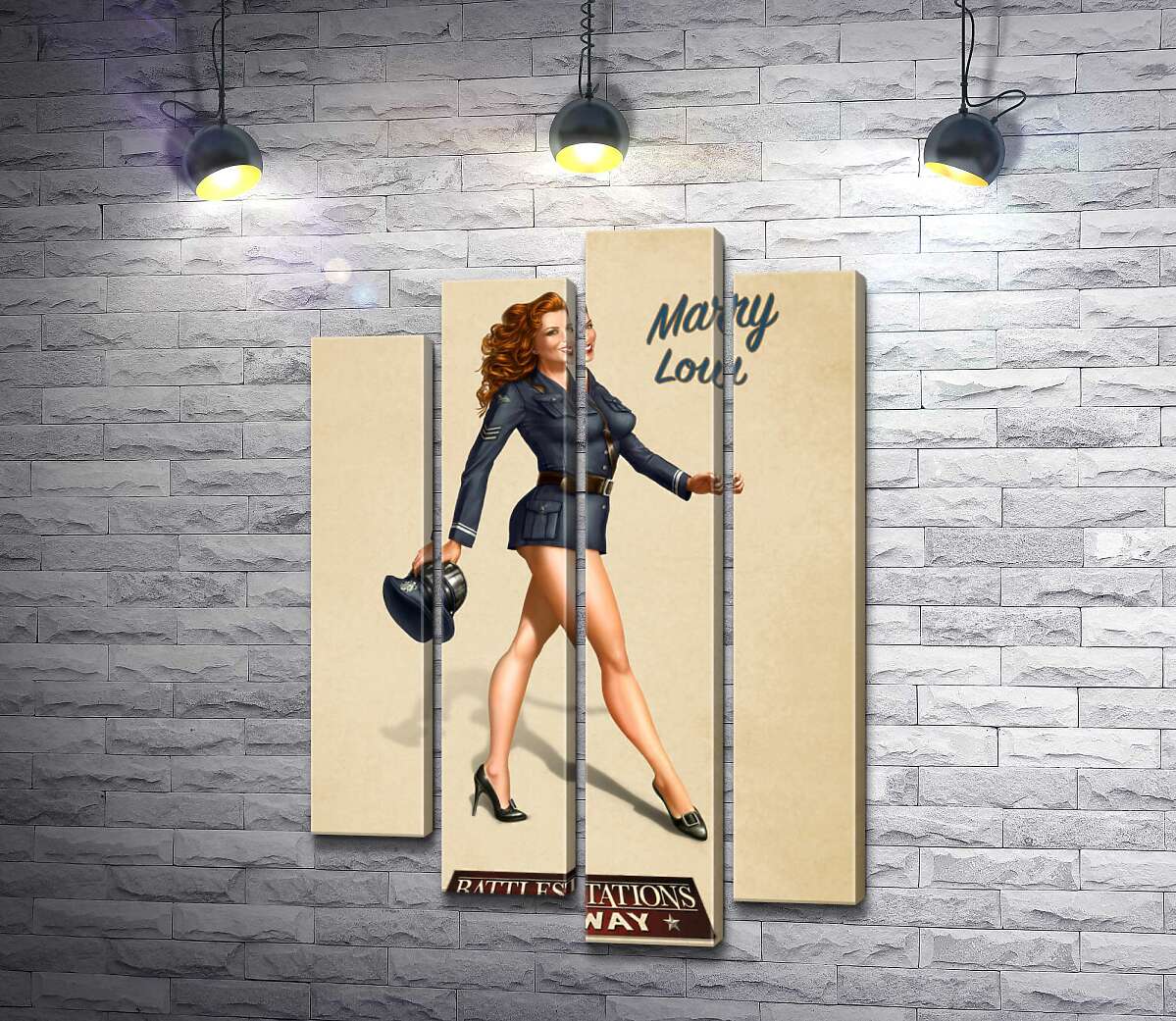 

Модульная картина ArtPoster Рыжеволосая Мэри Лу в форме летчицы 100x152 см Модуль №21