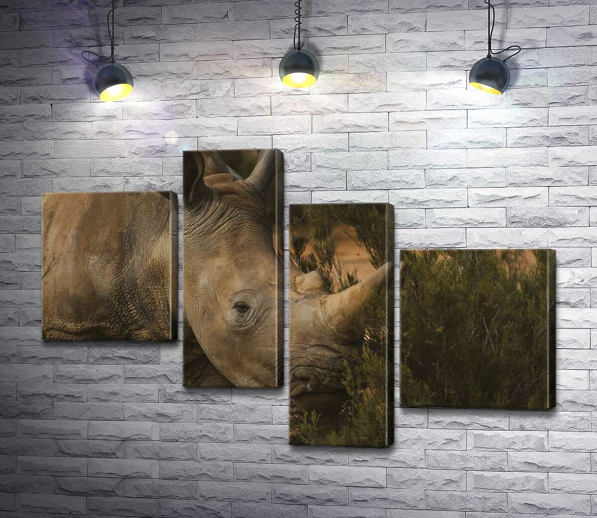 

Модульная картина ArtPoster Редкий белый носорог ест траву 130x89 см Модуль №20