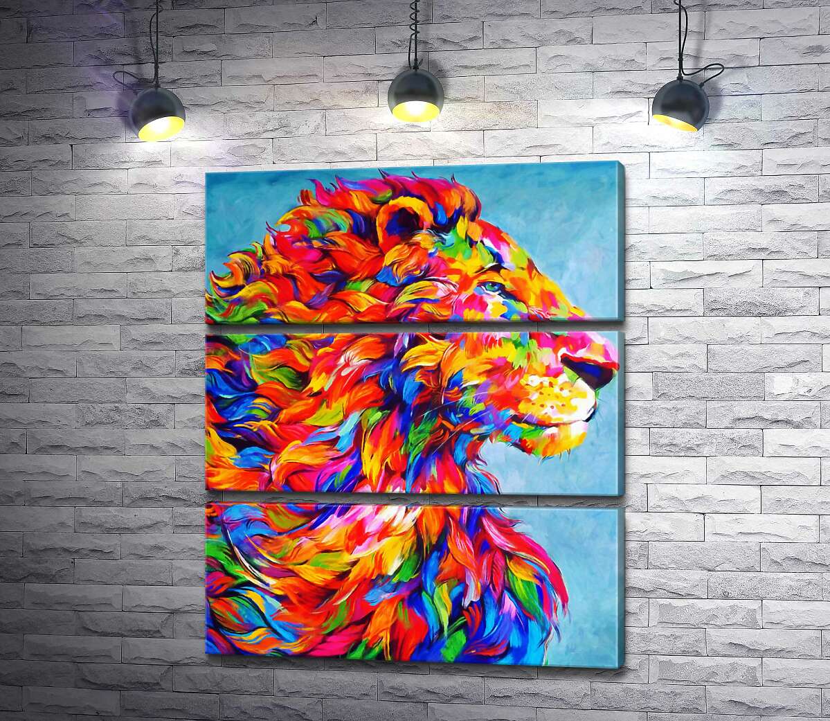 

Модульная картина ArtPoster Радужная грива мощного профиля льва 51x60 см Модуль №13