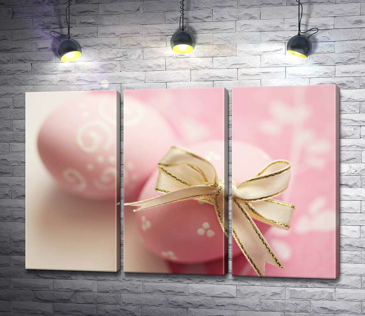 

Модульная картина ArtPoster Розовые пасхальные яйца с нежным кремовым бантиком 102x67 см Модуль №11