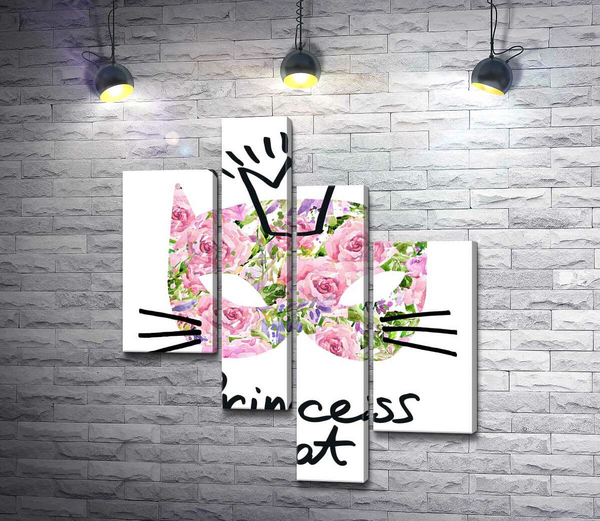 

Модульная картина ArtPoster Розовая маска кота с надписью "princess cat" 100x119 см Модуль №20