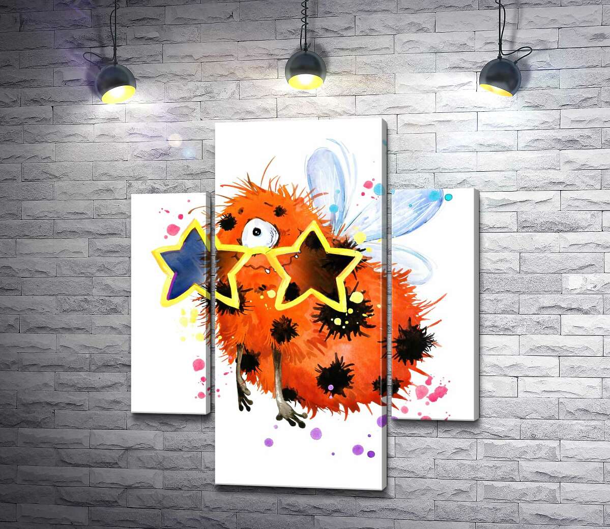 

Модульная картина ArtPoster Пятнистый циклоп в очках-звездах 80x95 см Модуль №7