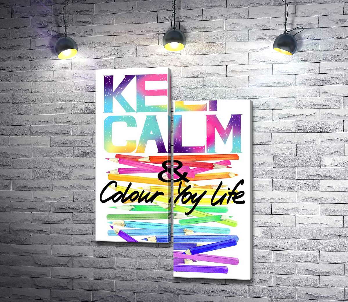 

Модульная картина ArtPoster Радужные карандаши с надписью "keep calm and colour your life" 100x147 см Модуль №5