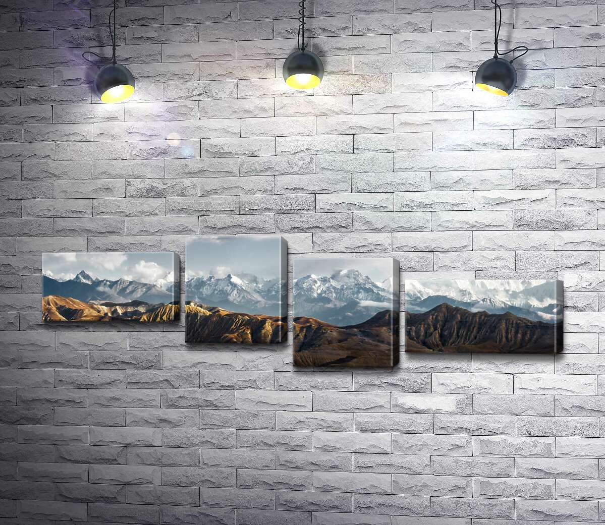 

Модульная картина ArtPoster Пустынные горные хребты Гималаев возвышаются над землей 134x40 см Модуль №20