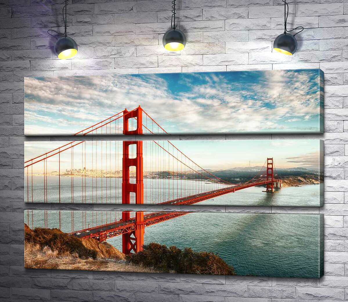 

Модульная картина ArtPoster Путь к океану: вид с берега на мост "Золотые ворота" (Golden Gate Bridge) 100x69 см Модуль №13