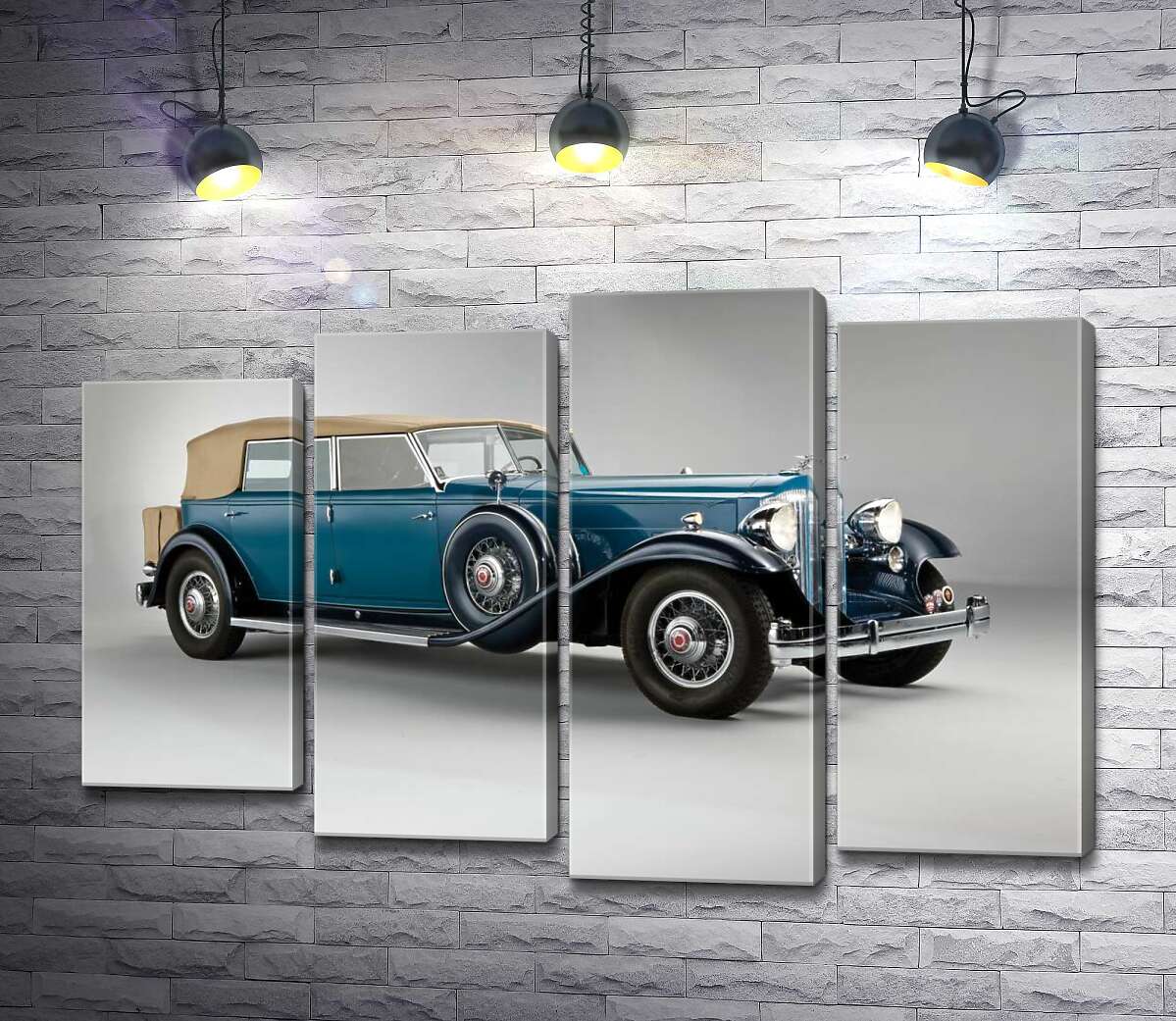 

Модульная картина ArtPoster Синий автомобиль с откидным верхом 1932 года Packard Twin Six 132x89 см Модуль №21