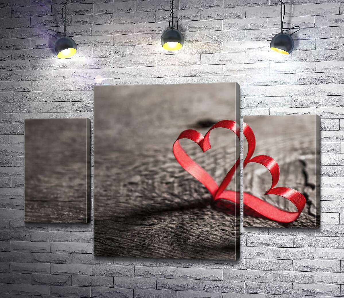 

Модульная картина ArtPoster Соединение двух сердец из красной ленты 131x89 см Модуль №7