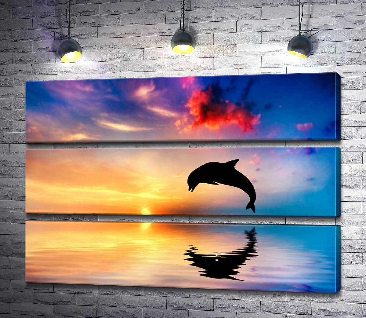 

Модульная картина ArtPoster Силуэт дельфина на поверхности вечернего океана 90x60 см Модуль №13
