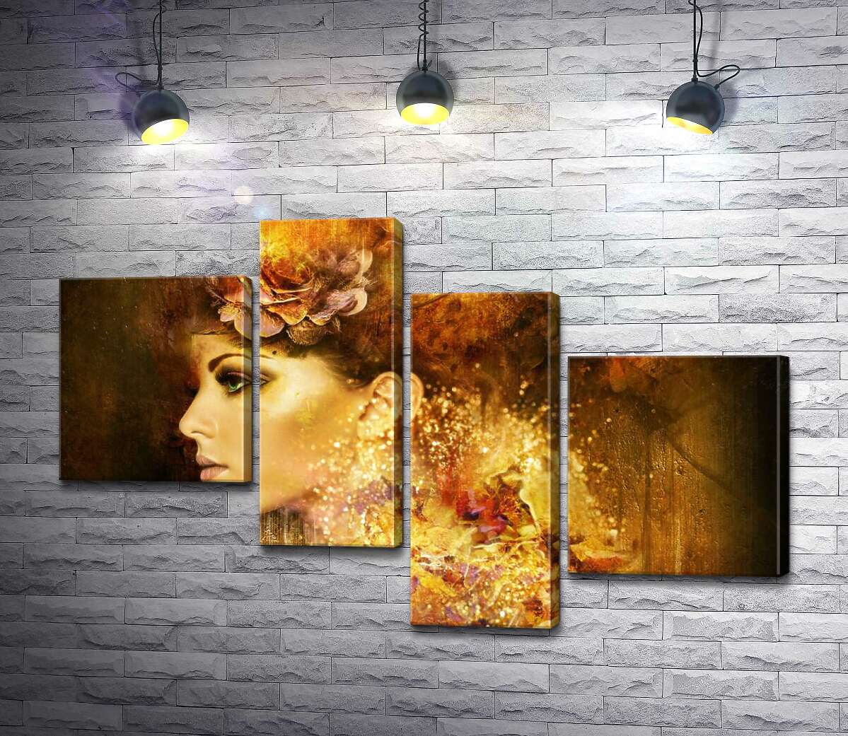 

Модульная картина ArtPoster Силуэт девушки, украшенной желтыми цветами 100x66 см Модуль №20