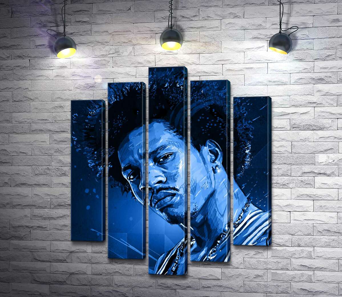 

Модульная картина ArtPoster Синие оттенки портрета американского гитариста Джими Хендрикса (Jimi Hendrix) 100x124 см Модуль №26