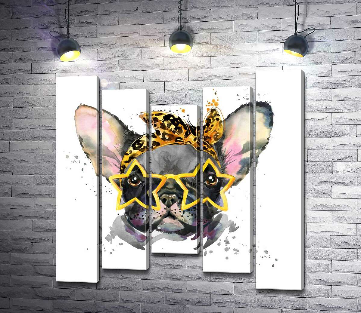 

Модульная картина ArtPoster Стильный черный бульдог с повязкой и очками 130x132 см Модуль №28
