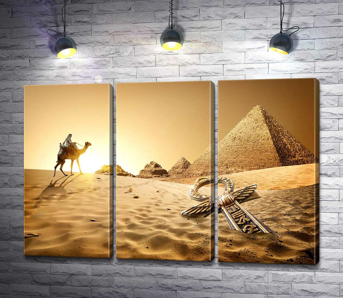 

Модульная картина ArtPoster Символ жизни - анх в песках пустыни на фоне египетских пирамид 102x68 см Модуль №11