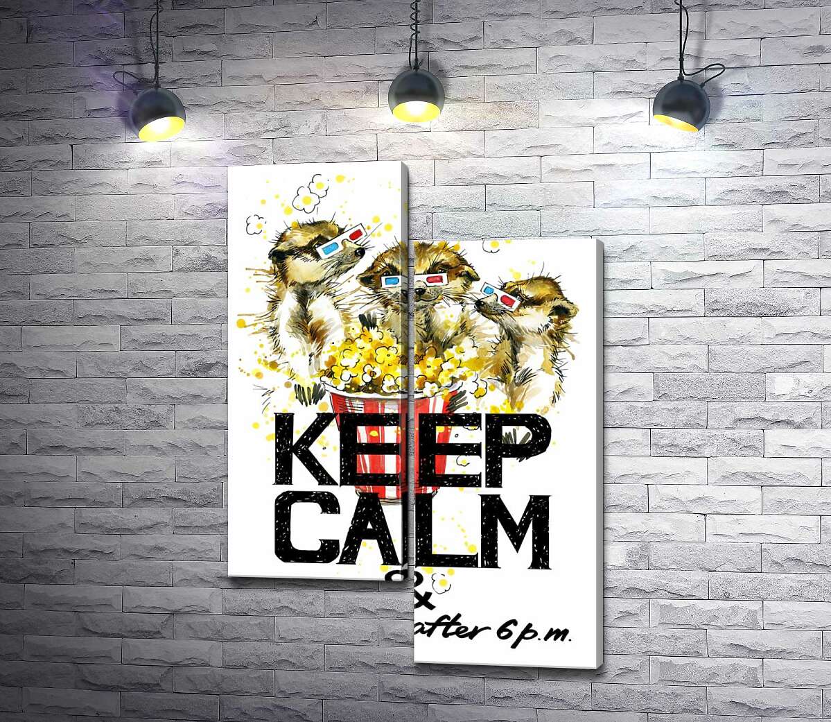 

Модульная картина ArtPoster Суслики с попкорном за надписью "keep calm and don't eat after 6 p.m." 130x191 см Модуль №5