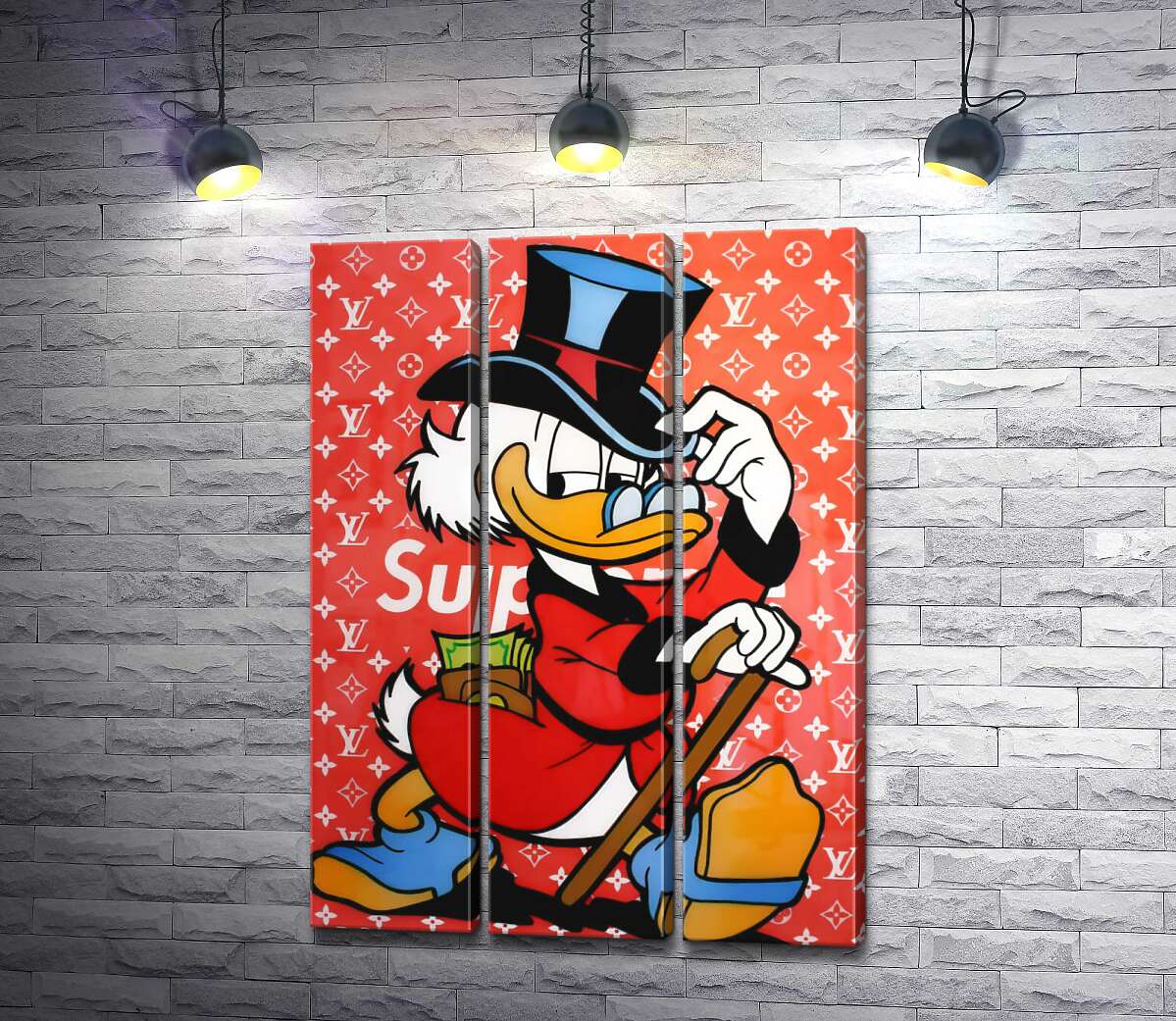 

Модульная картина ArtPoster Скрудж на фоне монограмм Луи Виттона 102x142 см Модуль №11