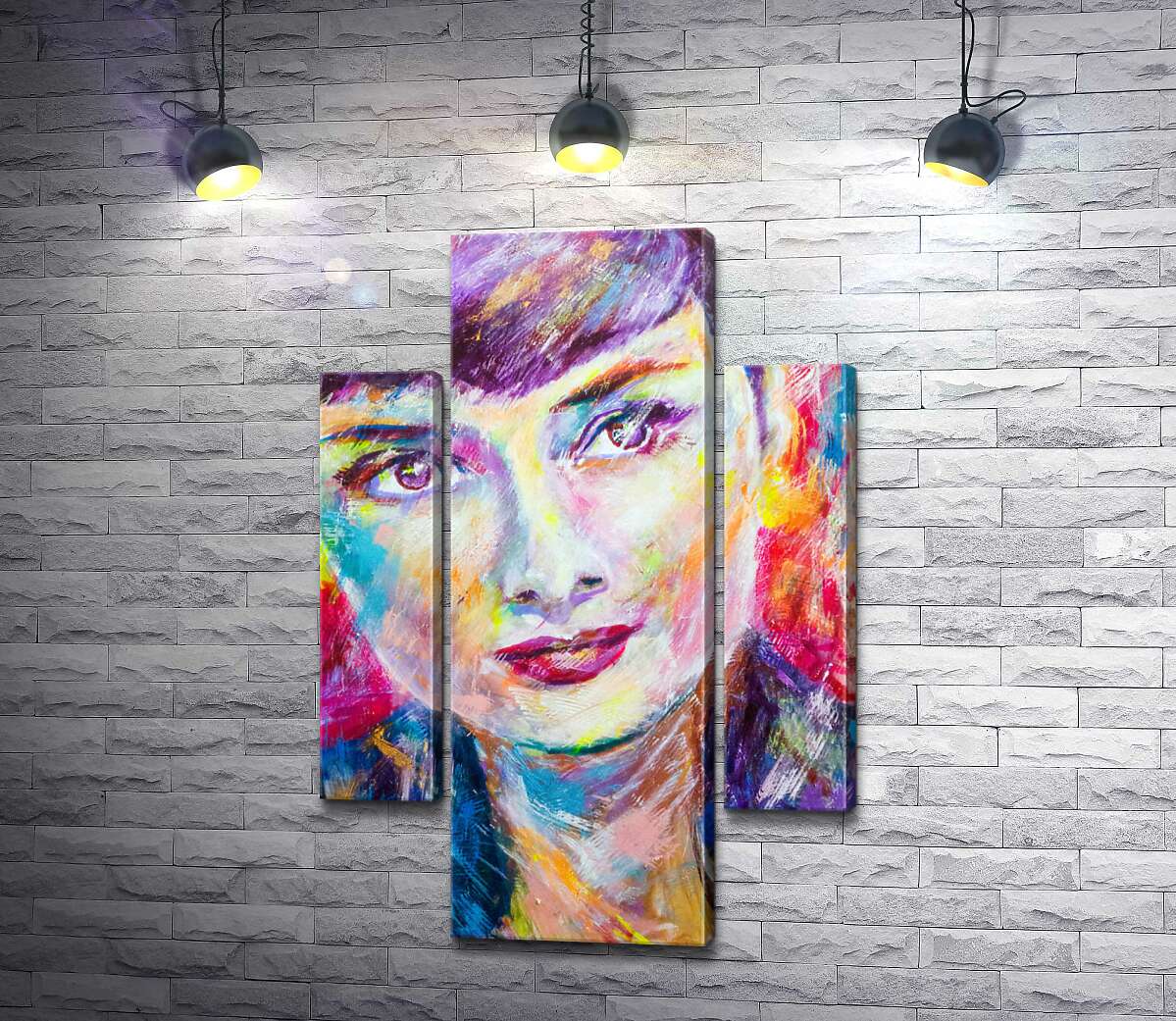

Модульная картина ArtPoster Сочетание красок на портрете Одри Хэпберн (Audrey Hepburn) 100x150 см Модуль №7