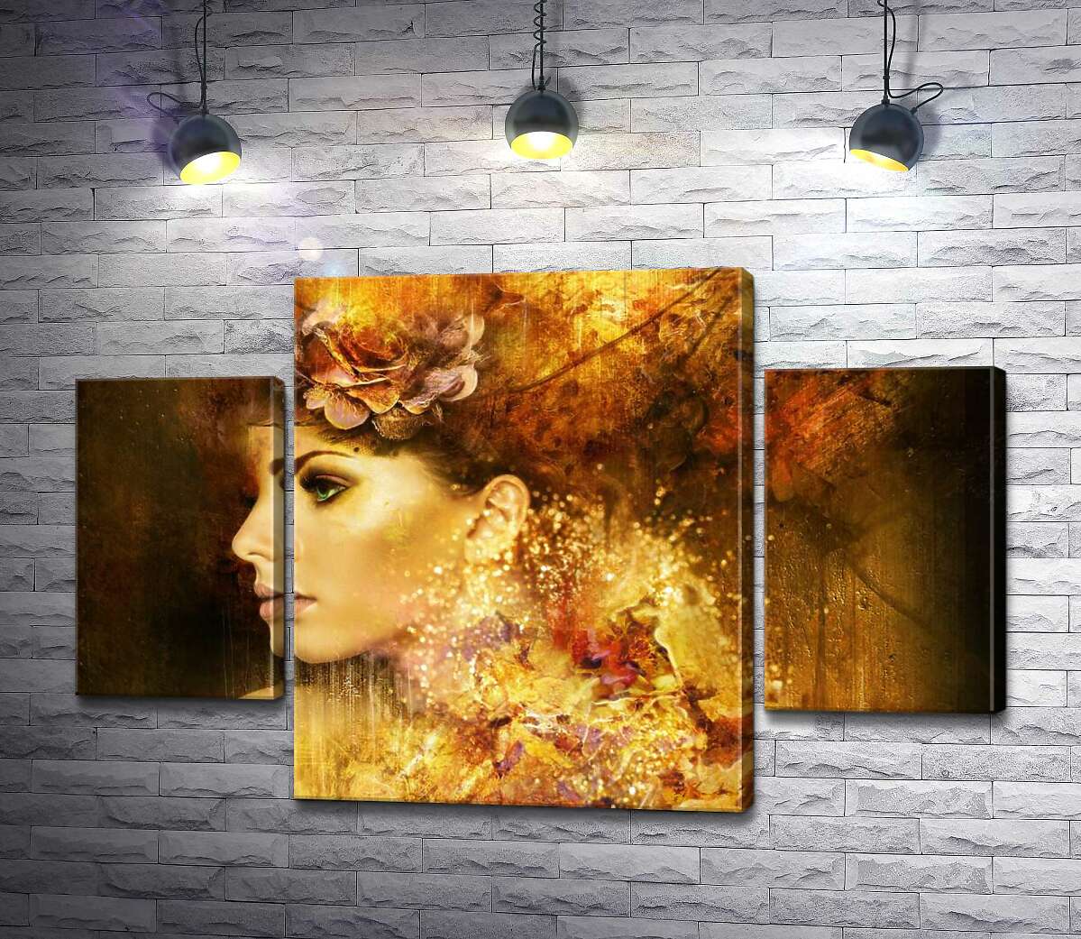 

Модульная картина ArtPoster Силуэт девушки, украшенной желтыми цветами 100x65 см Модуль №7