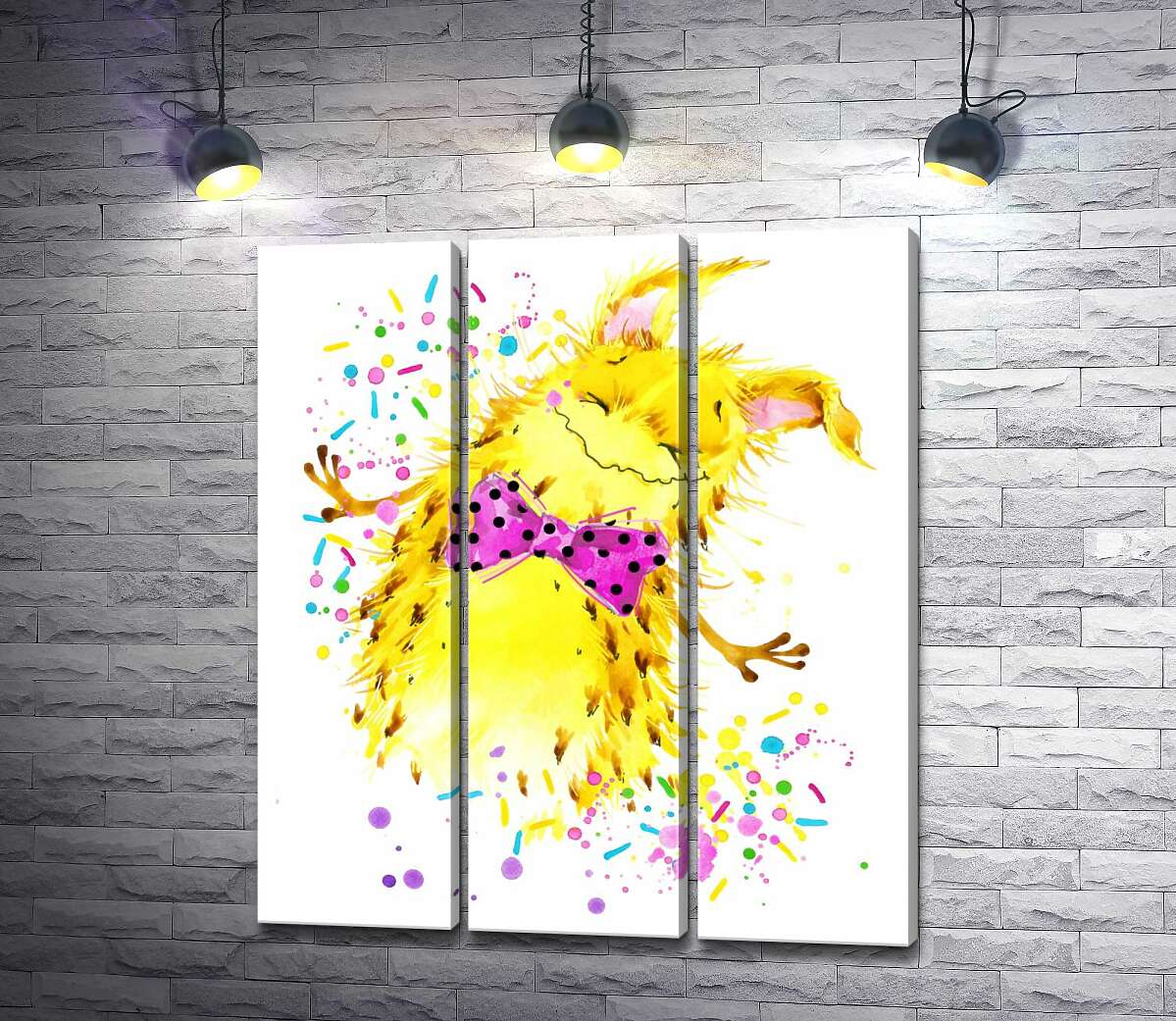 

Модульная картина ArtPoster Счастливый желтый монстр с розовой бабочкой на шее 132x154 см Модуль №11