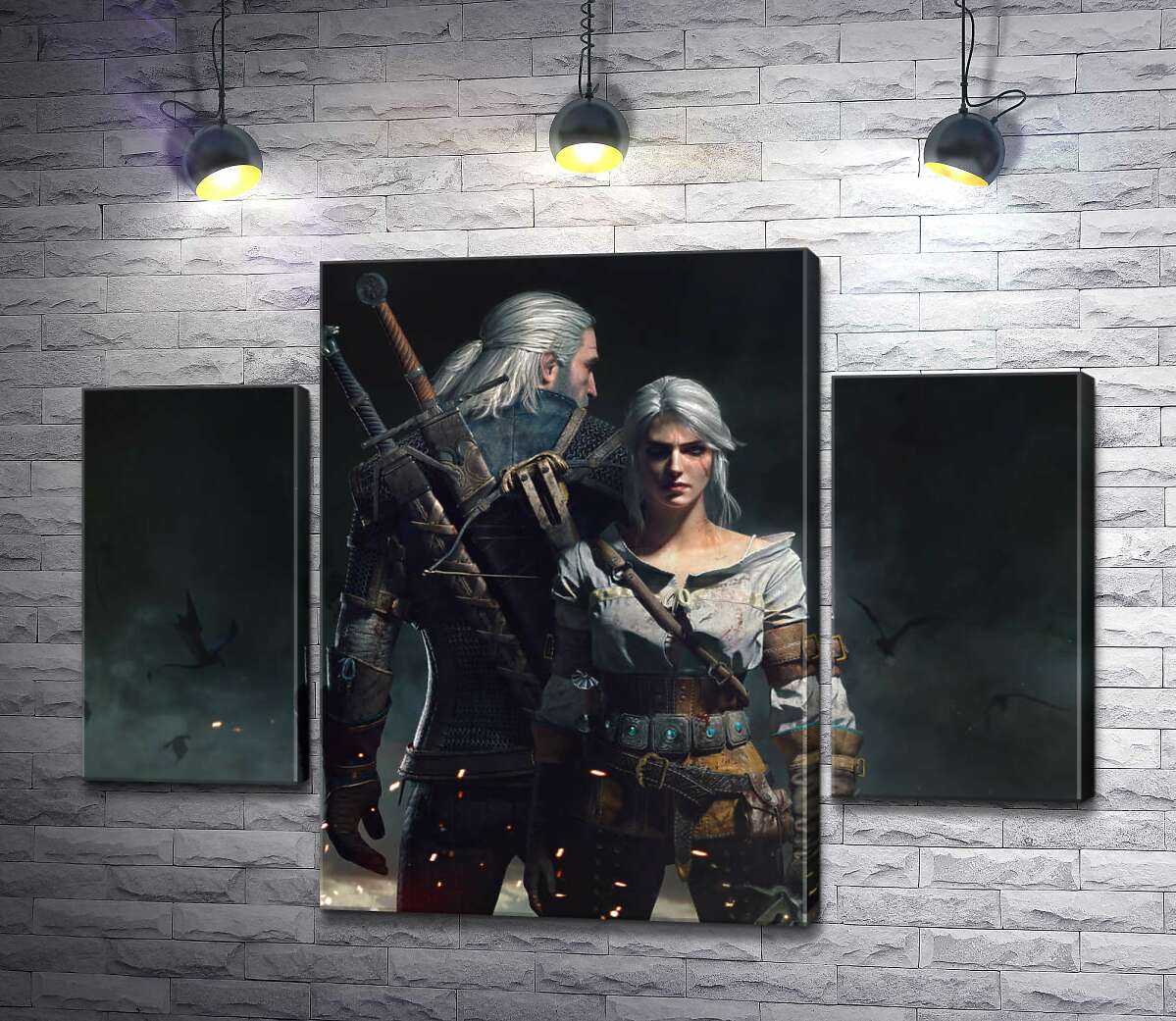 

Модульная картина ArtPoster Смелые герои игры "Ведьмак" : Геральт и Цири 131x98 см Модуль №7