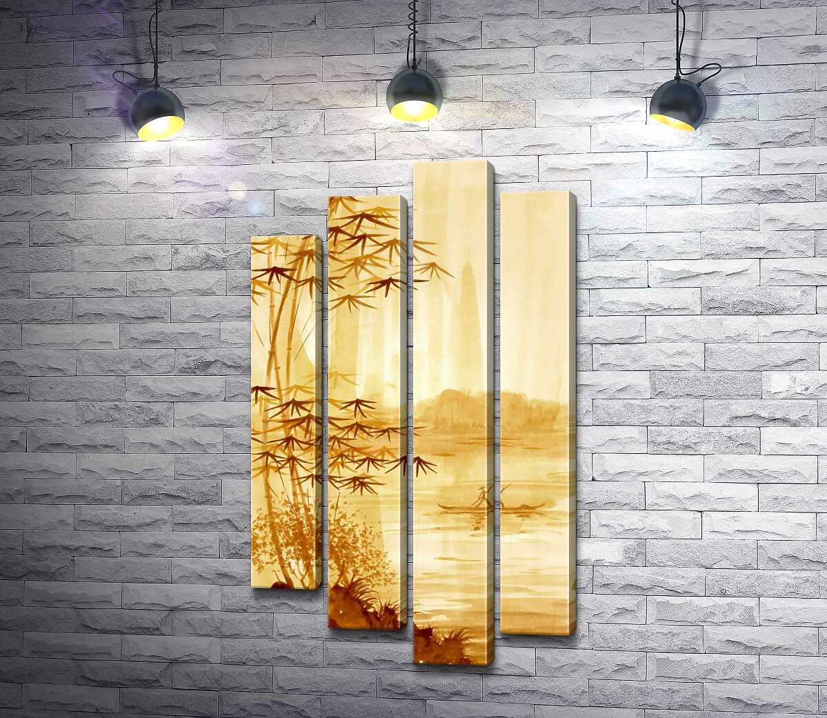 

Модульная картина ArtPoster Стройный бамбук растет на берегу реки 80x149 см Модуль №21