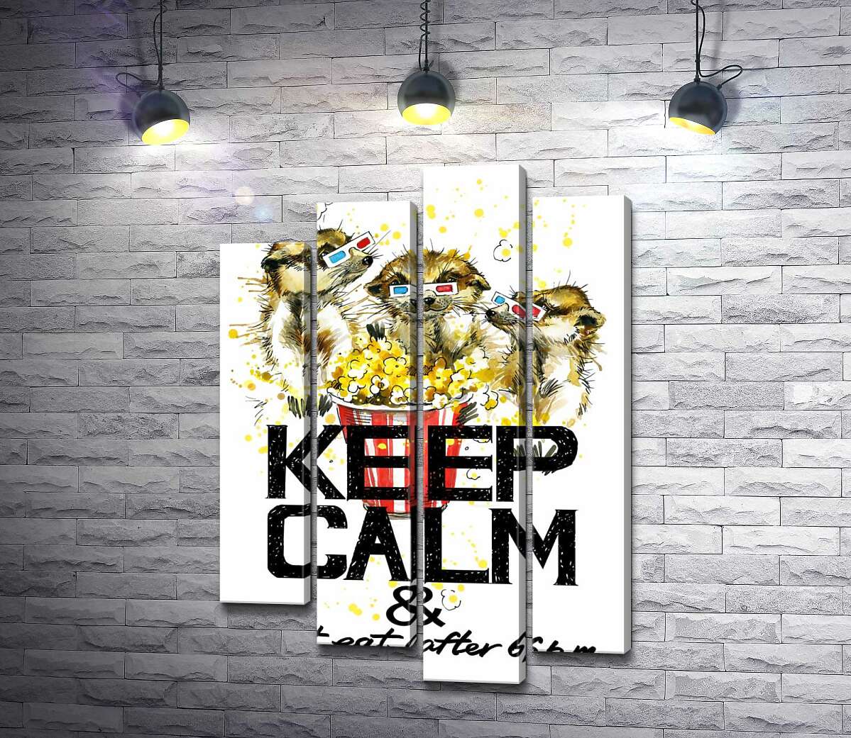 

Модульная картина ArtPoster Суслики с попкорном за надписью "keep calm and don't eat after 6 p.m." 80x118 см Модуль №21