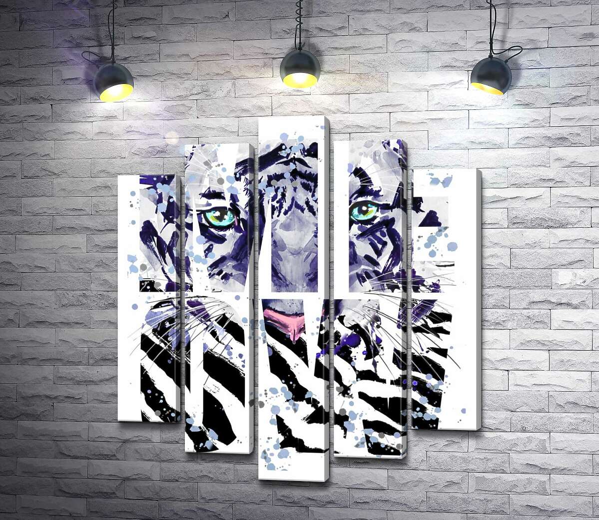 

Модульная картина ArtPoster Силуэт белого тигра в буквах "meow" 130x156 см Модуль №26
