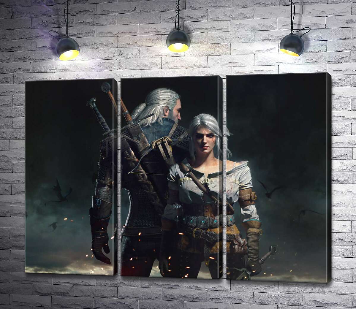 

Модульная картина ArtPoster Смелые герои игры "Ведьмак" : Геральт и Цири 132x96 см Модуль №11