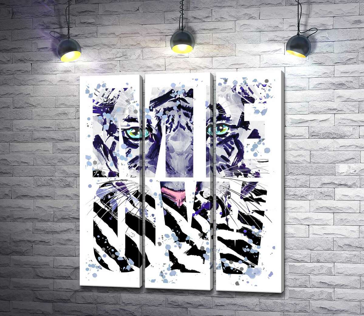 

Модульная картина ArtPoster Силуэт белого тигра в буквах "meow" 60x71 см Модуль №11
