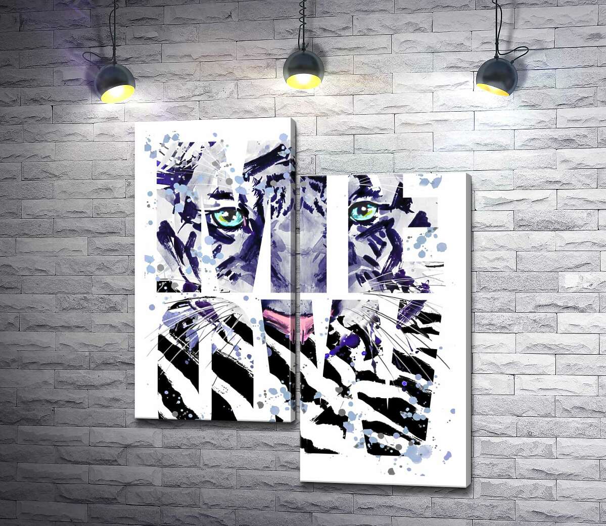 

Модульная картина ArtPoster Силуэт белого тигра в буквах "meow" 50x60 см Модуль №5