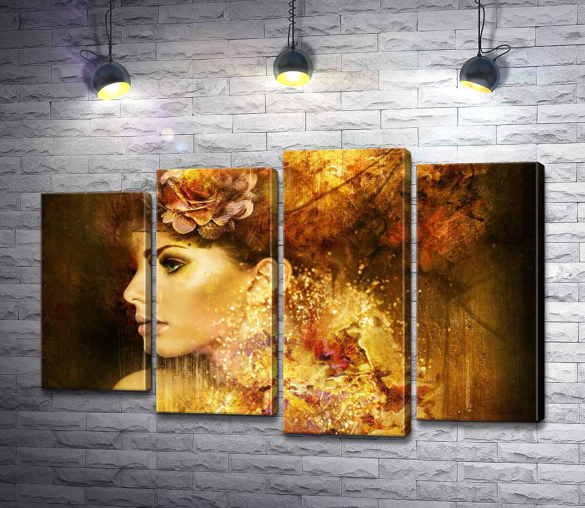 

Модульная картина ArtPoster Силуэт девушки, украшенной желтыми цветами 100x66 см Модуль №21