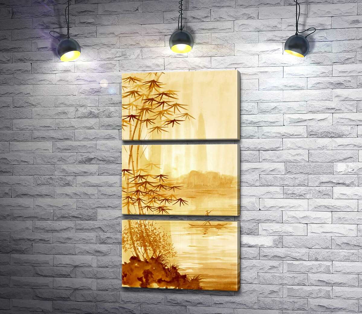 

Модульная картина ArtPoster Стройный бамбук растет на берегу реки 100x186 см Модуль №13