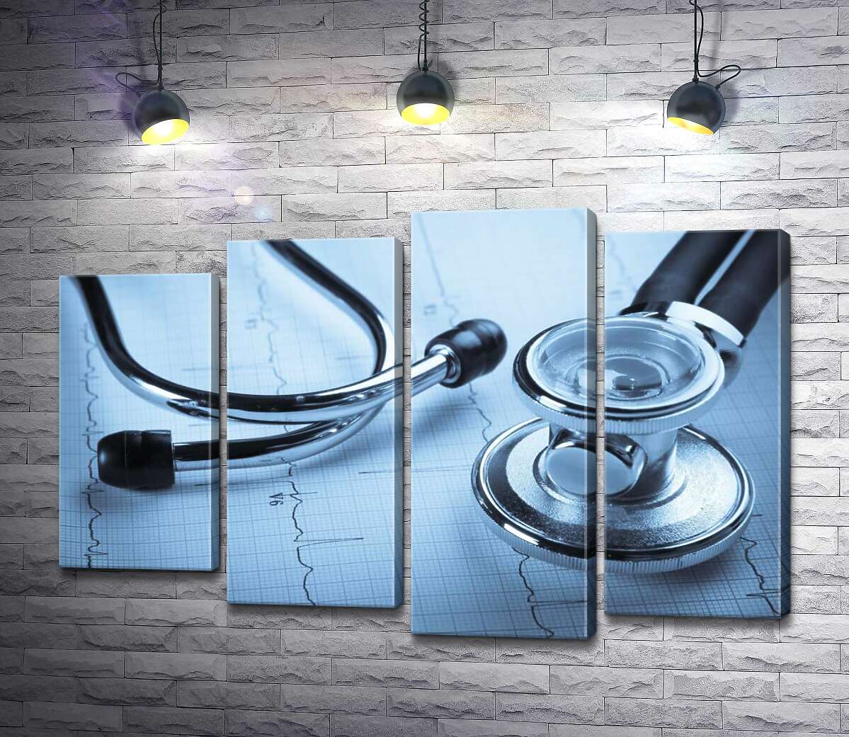 

Модульная картина ArtPoster Стетоскоп лежит на листе кардиограммы 80x54 см Модуль №21