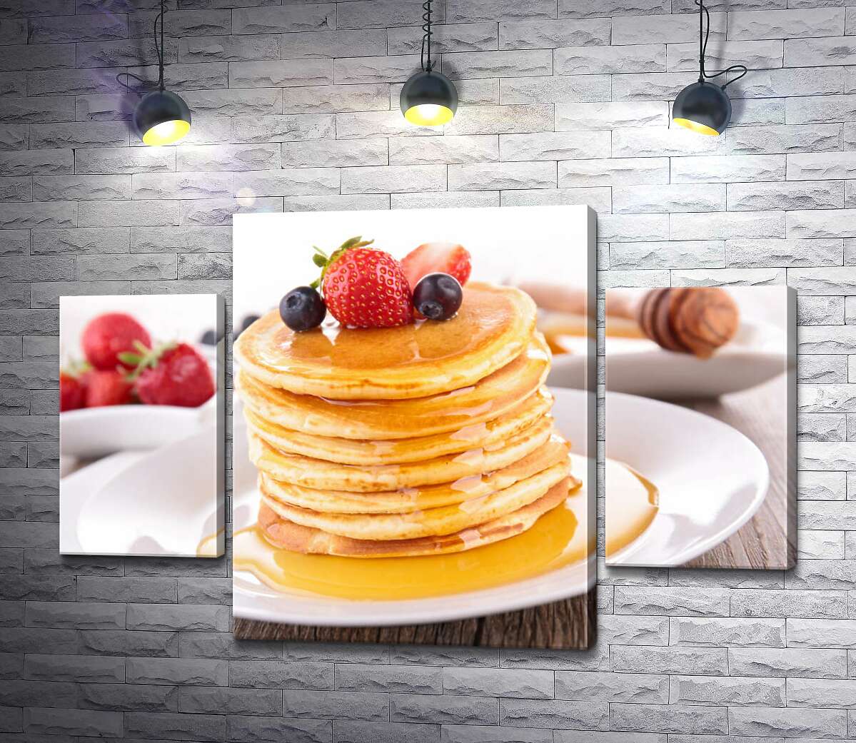 

Модульная картина ArtPoster Сладкий мед покрыл золотистые панкейки с ягодами 131x89 см Модуль №7