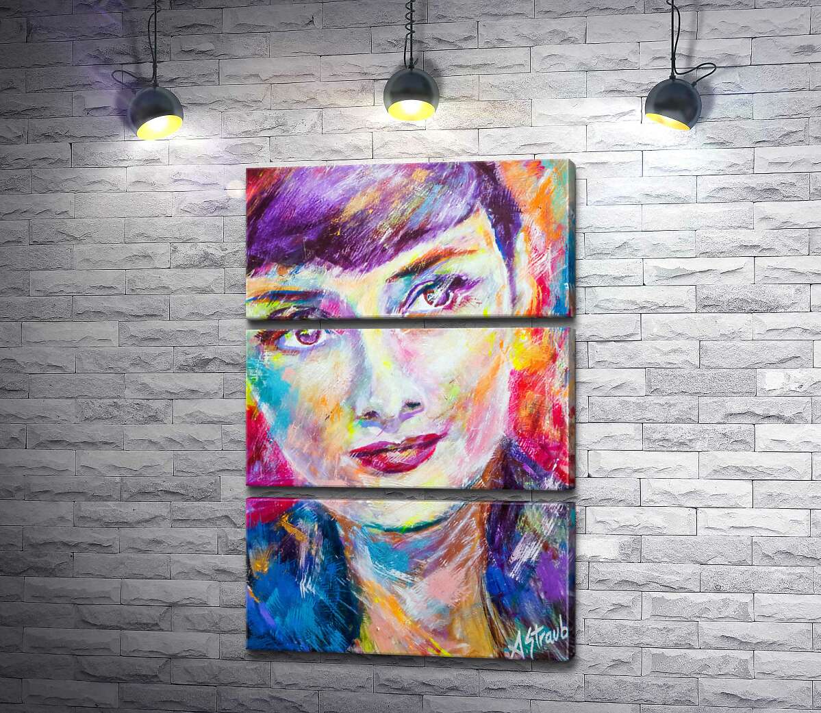 

Модульная картина ArtPoster Сочетание красок на портрете Одри Хэпберн (Audrey Hepburn) 130x195 см Модуль №13