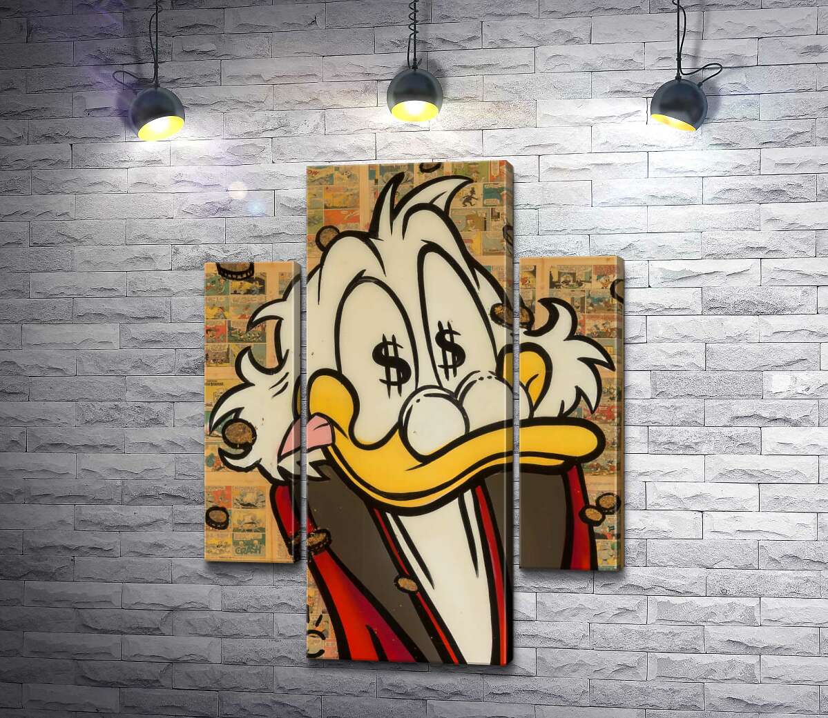 

Модульная картина ArtPoster Счастье Скруджа (Happy Scrooge) – Алек Монополи (Alec Monopoly) 131x175 см Модуль №7
