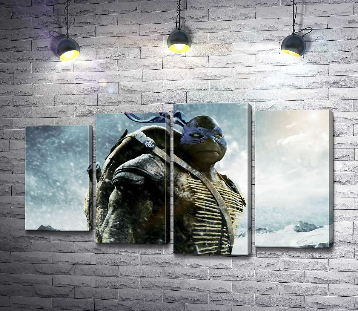 

Модульная картина ArtPoster Смелый лидер Черепашек-ниндзя (Teenage Mutant Ninja Turtles), Леонардо, среди заснеженных гор 132x75 см Модуль №21