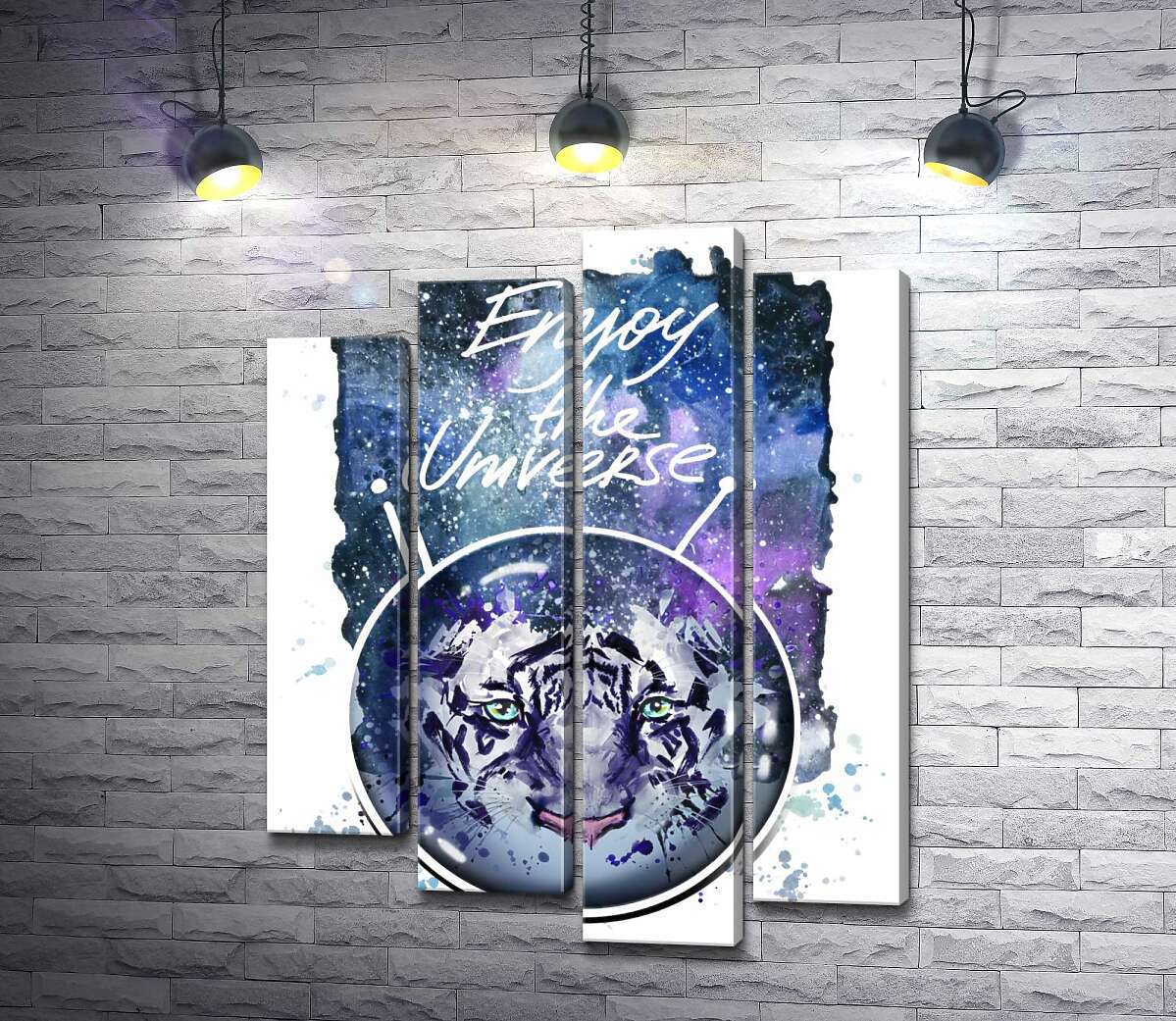 

Модульная картина ArtPoster Силуэт белого тигра под надписью "Enjoy the Universe" 80x104 см Модуль №21