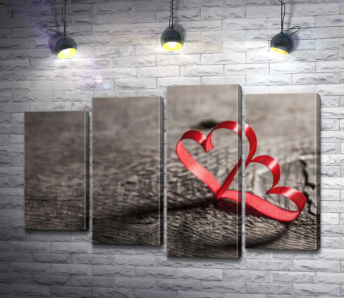 

Модульная картина ArtPoster Соединение двух сердец из красной ленты 80x54 см Модуль №21
