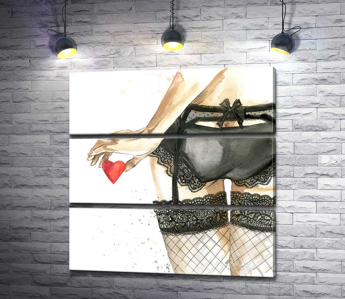 

Модульная картина ArtPoster Соблазнительный силуэт девушки в ажурном белье и сердцем в руке 100x102 см Модуль №13