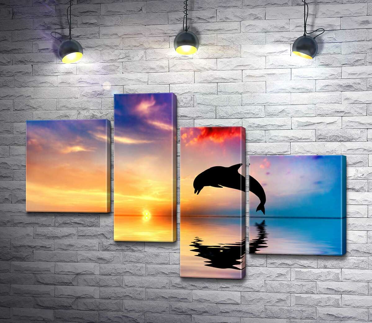 

Модульная картина ArtPoster Силуэт дельфина на поверхности вечернего океана 130x89 см Модуль №20