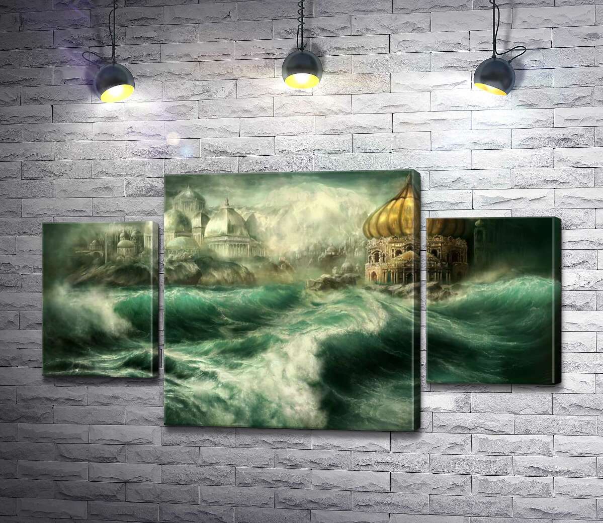 

Модульная картина ArtPoster Сказочный дворец возникает среди штормовых волн 80x45 см Модуль №7