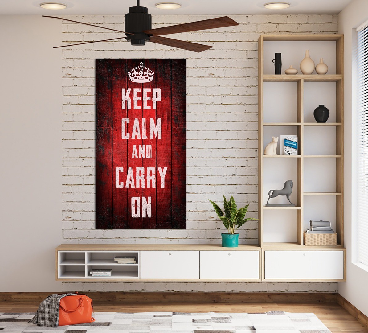 

Картина на холсте успокойся и продолжай keep calm and carry on 60х110 см