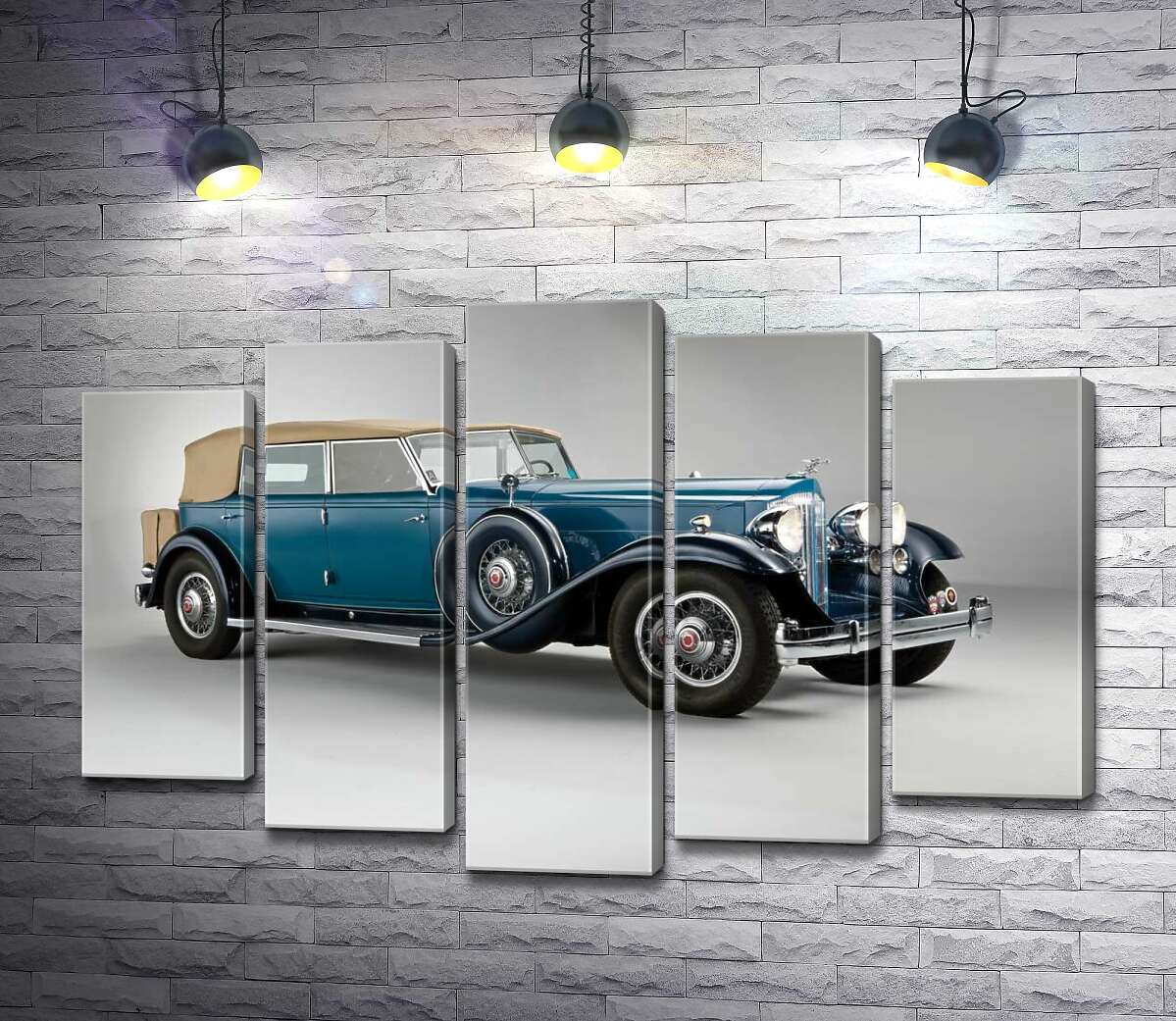 

Модульная картина ArtPoster Синий автомобиль с откидным верхом 1932 года Packard Twin Six 130x88 см Модуль №26