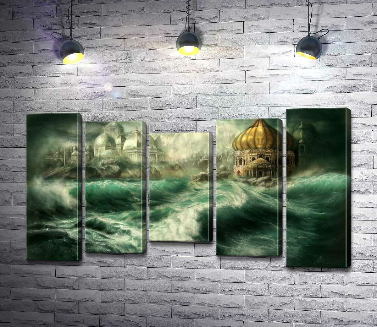 

Модульная картина ArtPoster Сказочный дворец возникает среди штормовых волн 130x74 см Модуль №28