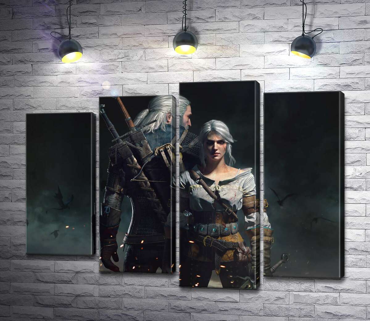 

Модульная картина ArtPoster Смелые герои игры "Ведьмак" : Геральт и Цири 100x76 см Модуль №21