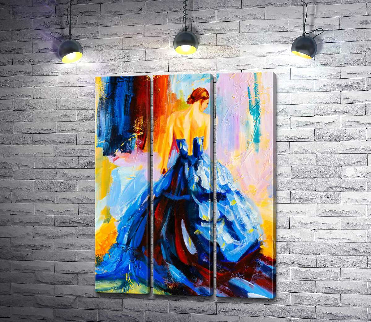 

Модульная картина ArtPoster Утонченный силуэт девушки в пышном синем платье 132x179 см Модуль №11
